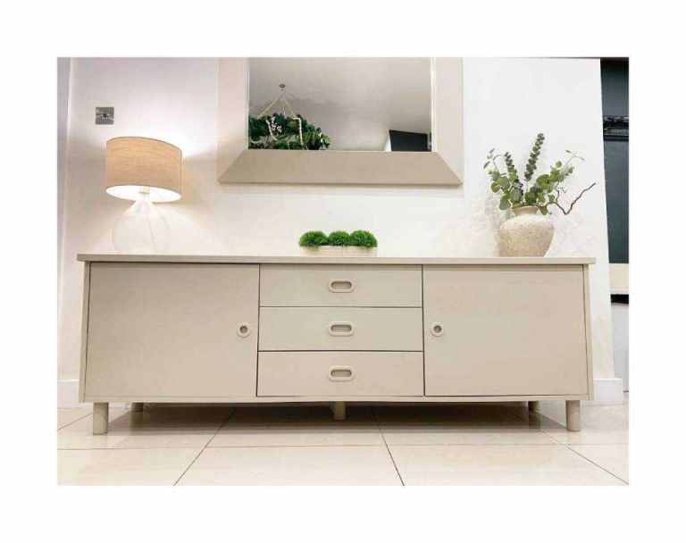 Long Taupe Sideboard Cream Cupboard Dresser Solid Wood Furniture Living Dining Room Hall TV Unit