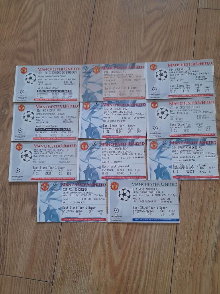 Manchester United Football Ticket Stubs – Collectible Memorabilia