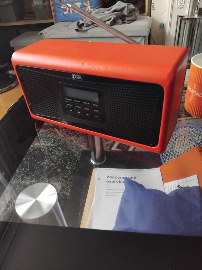 ONN.  DAB Digital PLUS FM RADIO- RED LEATHER, Good Condition