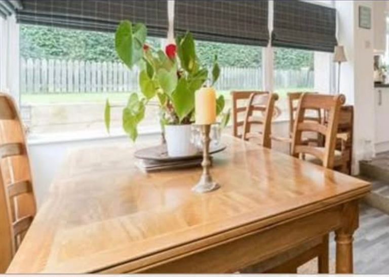 Solid oak dining table ,chairs and sideboard