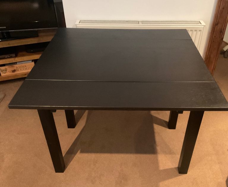 Solid Dark Wood Table, Extendable