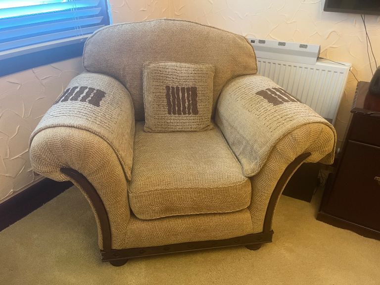 Quality 3 seat sofa, 2 armchairs and foot stool for sale