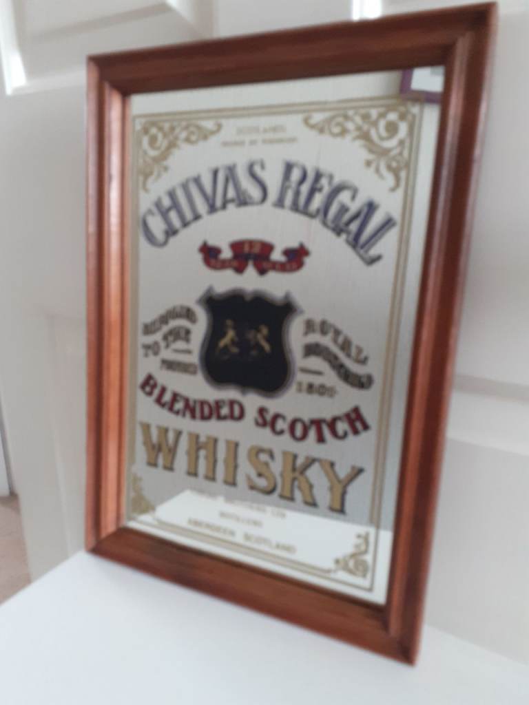 MAN CAVE PUB MIRROR - CHIVAS REGAL SCOTCH WHISKEY - 9.5 Inches X 13.5 inches.