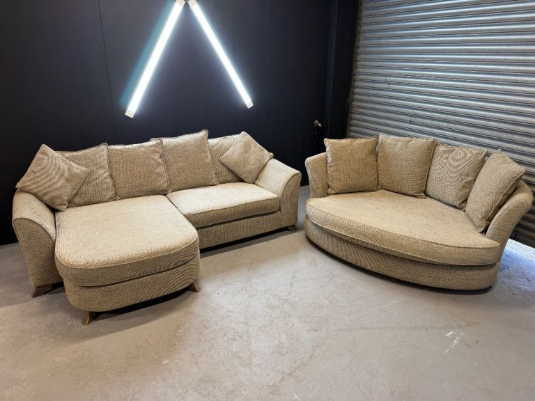 Beige Corner Sofa and Matching  Chair Set dfs