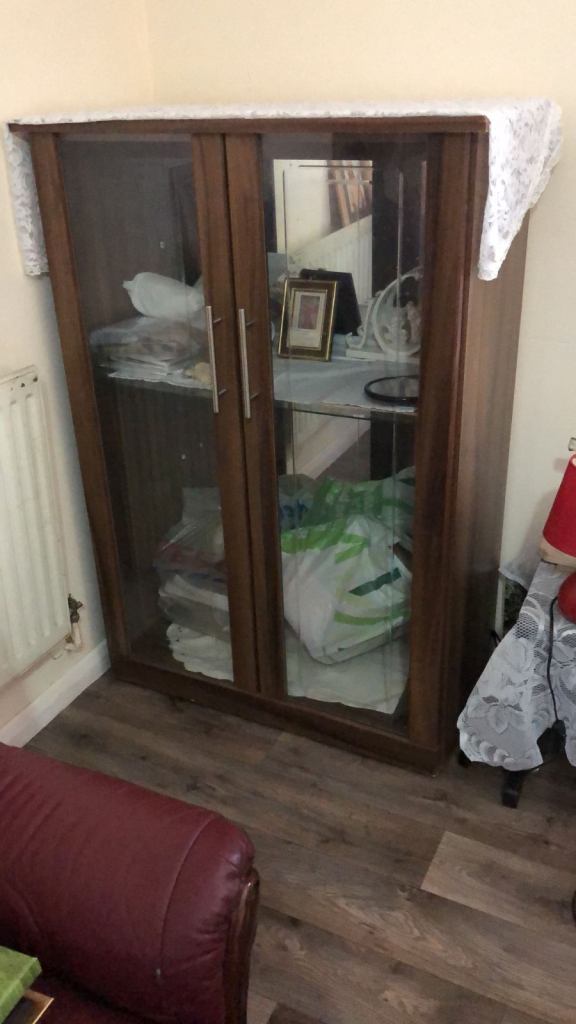 Selling Cabinet, Table & Chairs, Small Glass Table