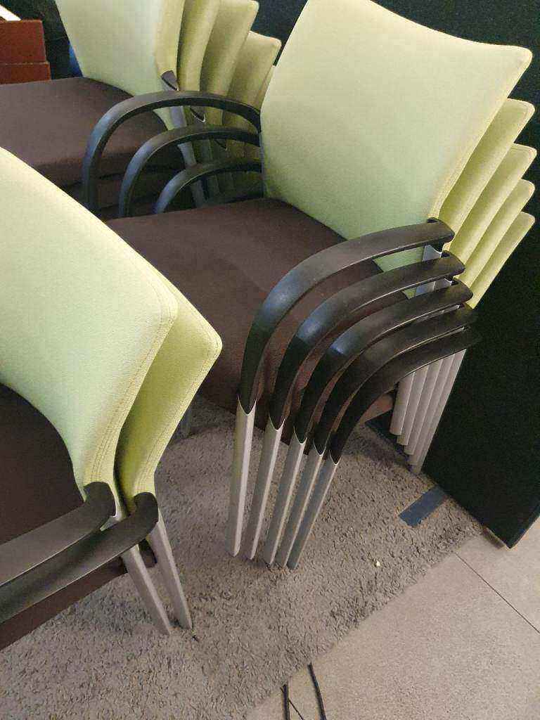 Used Senator Meeting Chair - Green/Black Fabric Stackable Armless