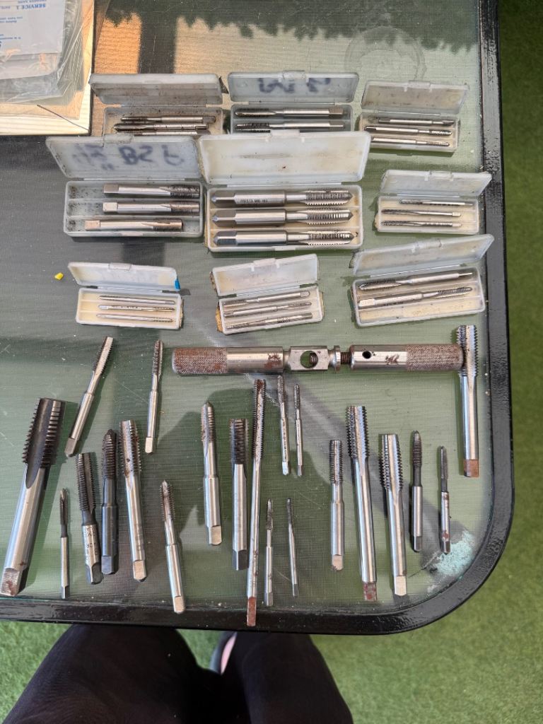 Large Set of Tap Reamers with T-Handle Wrench as pic