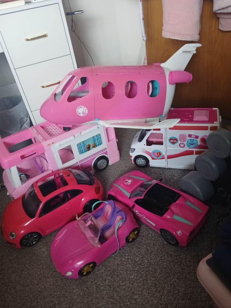Barbie Toy Vehicle Bundle - Plane, Campervan, Cars