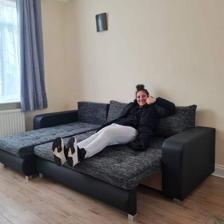L shape corner sofa bed with storage brand new 