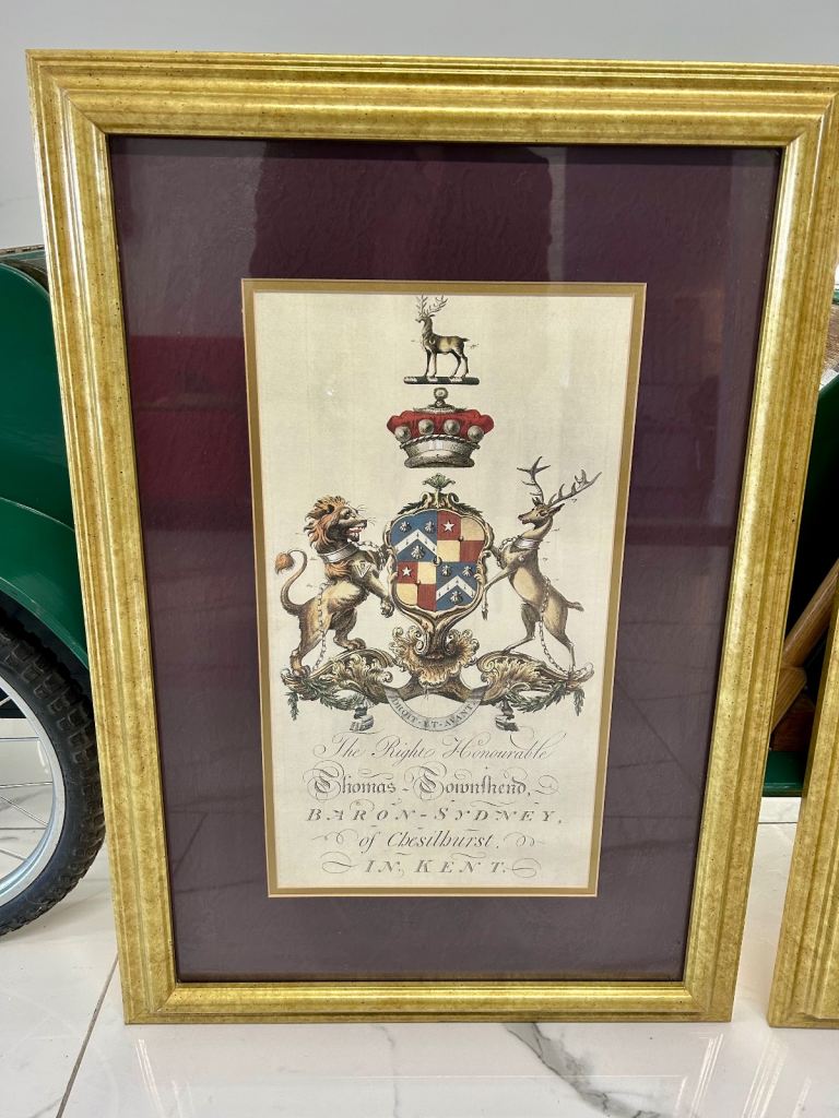 Framed Coat of Arms of Thomas Townshend, 1st Viscount Sydney (Baron Sydney of Chislehurst, Kent)