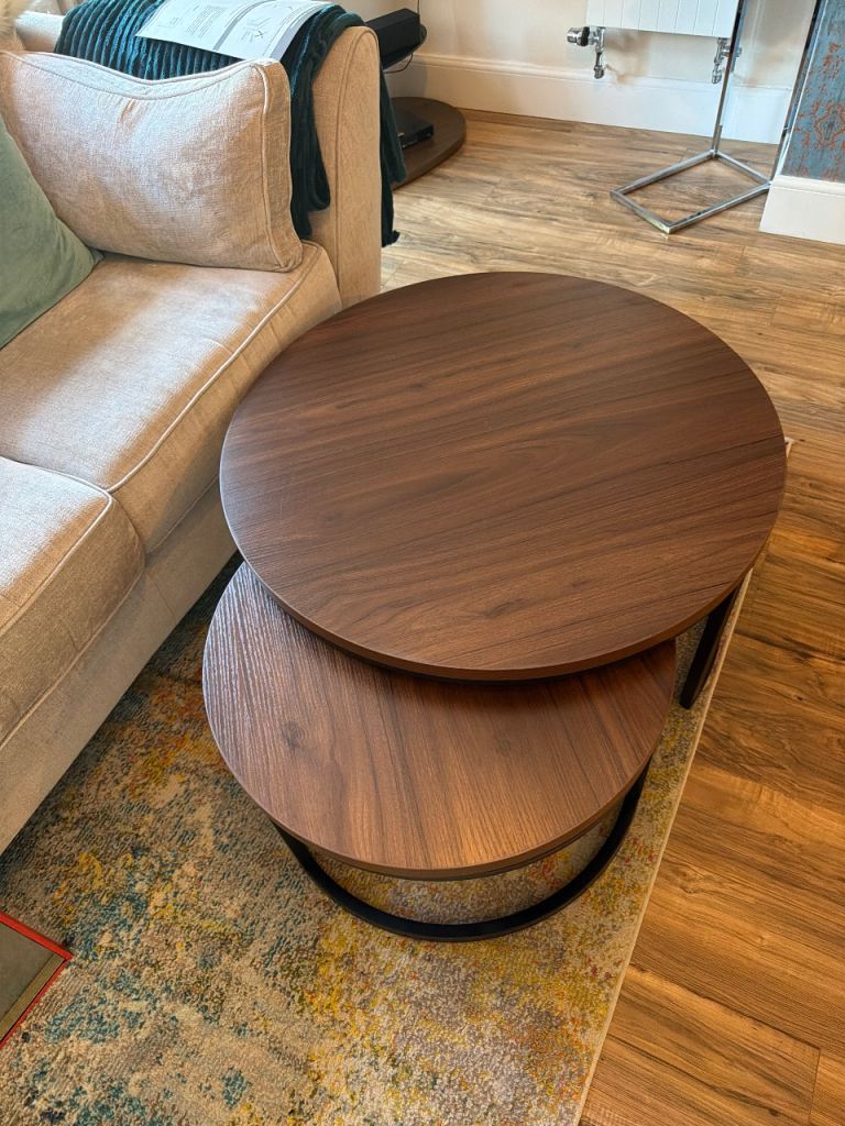 Walnut Wood Nesting Coffee Tables – Brown, Almost New