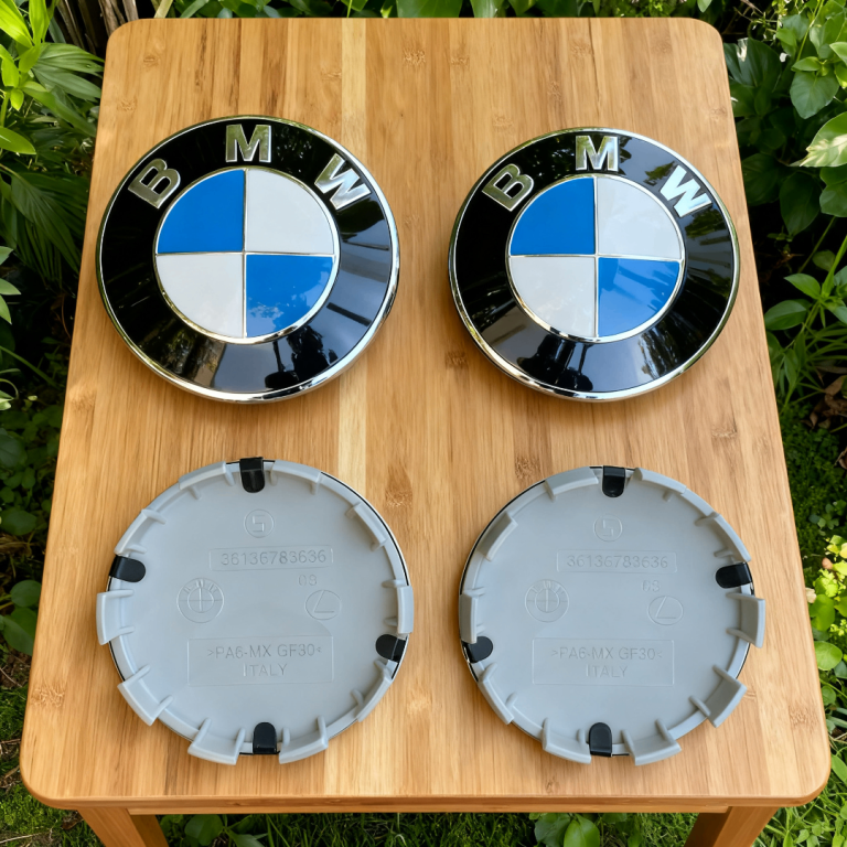 4x BMW 68mm Wheel Centre Round Caps Blue White Black Grey