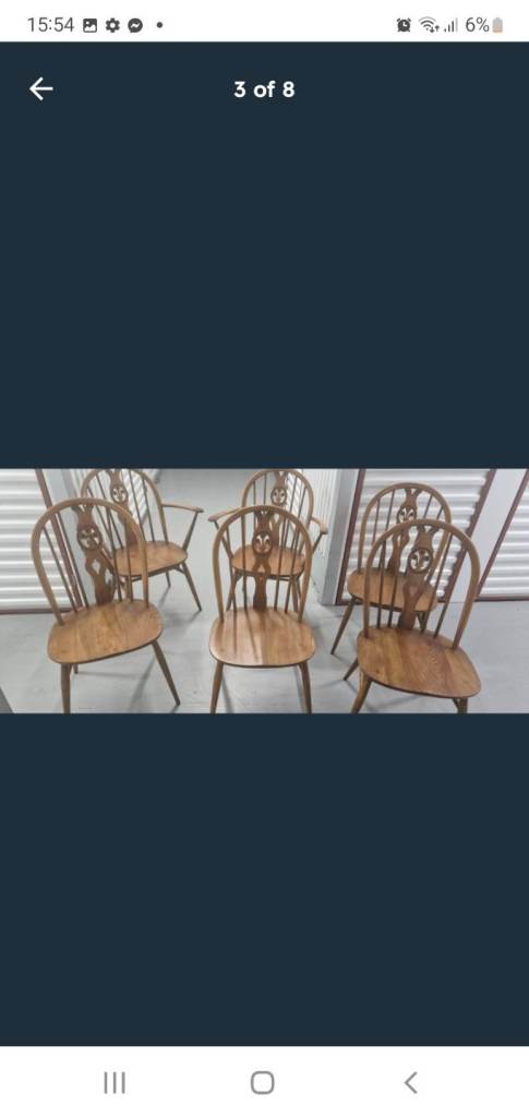 Mid century  Ercol  dining chairs x 6 
