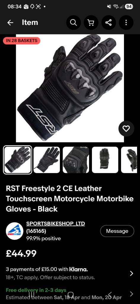 RST motorcycle gloves X large