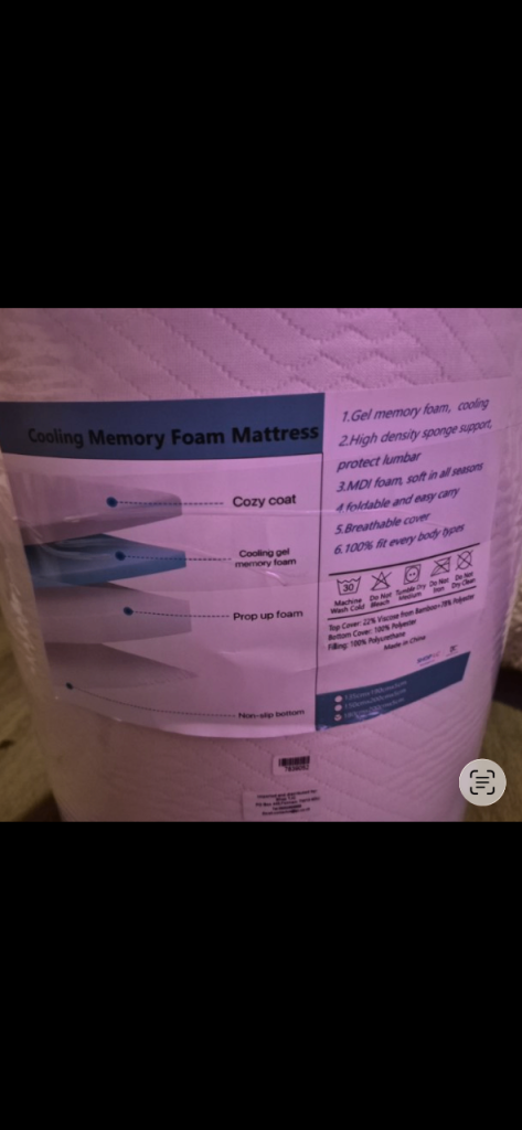 King Size Cooling Memory Foam Mattress Topper 150x200x5cm – New