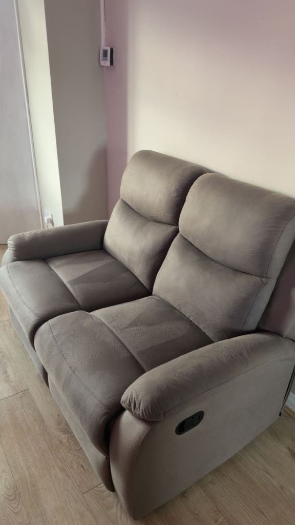 Brown Fabric Recliner Sofa and Armchair Set – Good Condition