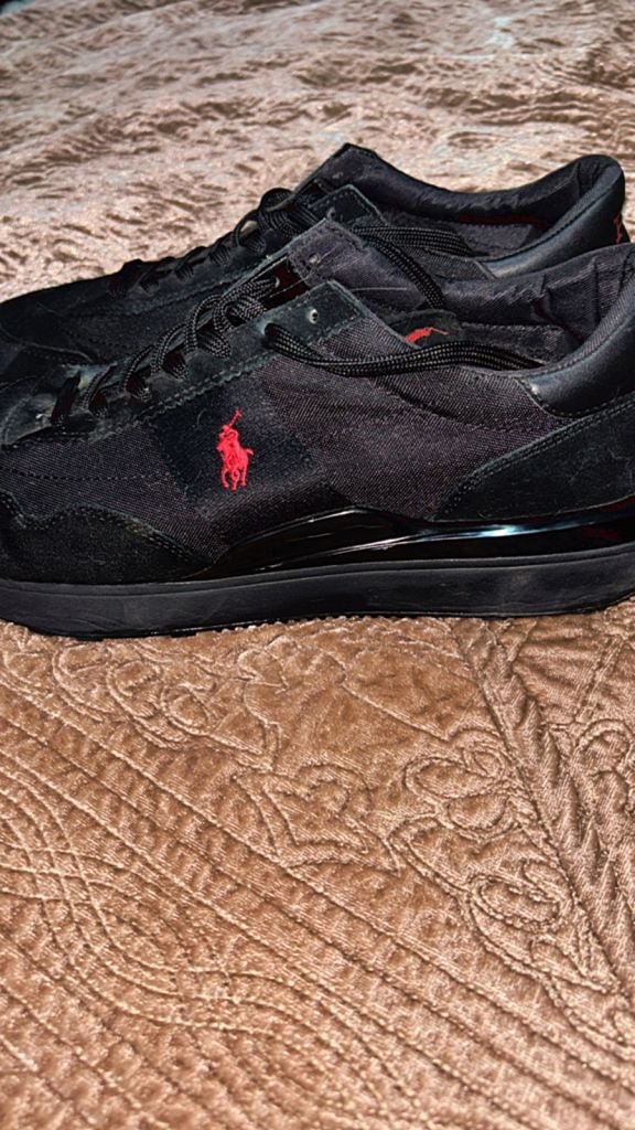 image for Ralph Lauren Black Red Logo Trainers size 10