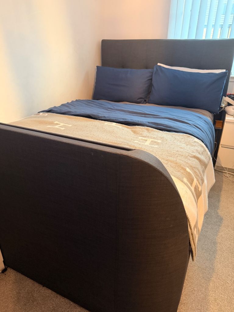 Grey electric double tv bed- TV INCLUDED. NO MATTRESS