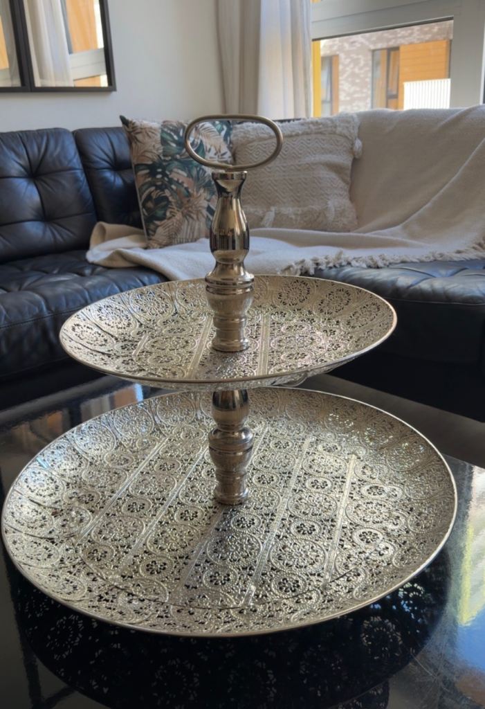 Decorative Silver Metal Two-Tier Tray – As Good As New