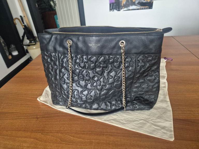 Ted Baker London Black Leather Tote Bag with Dust Bag
