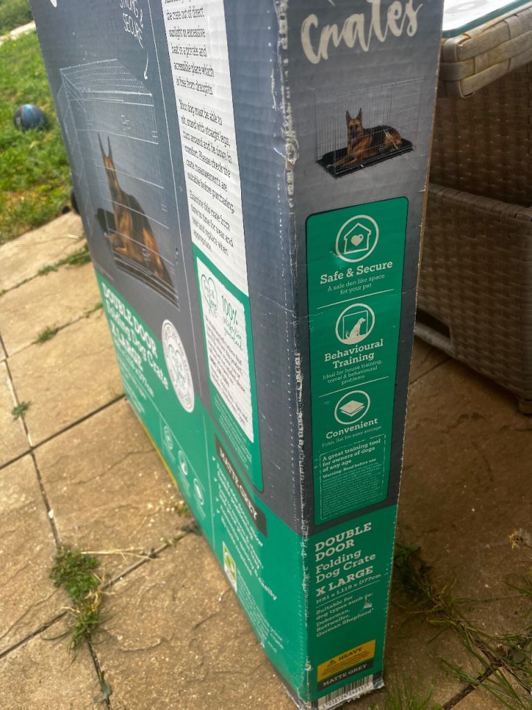 XL Dog Crate / Cage – Double Door Folding – Pets at Home – Matte Grey