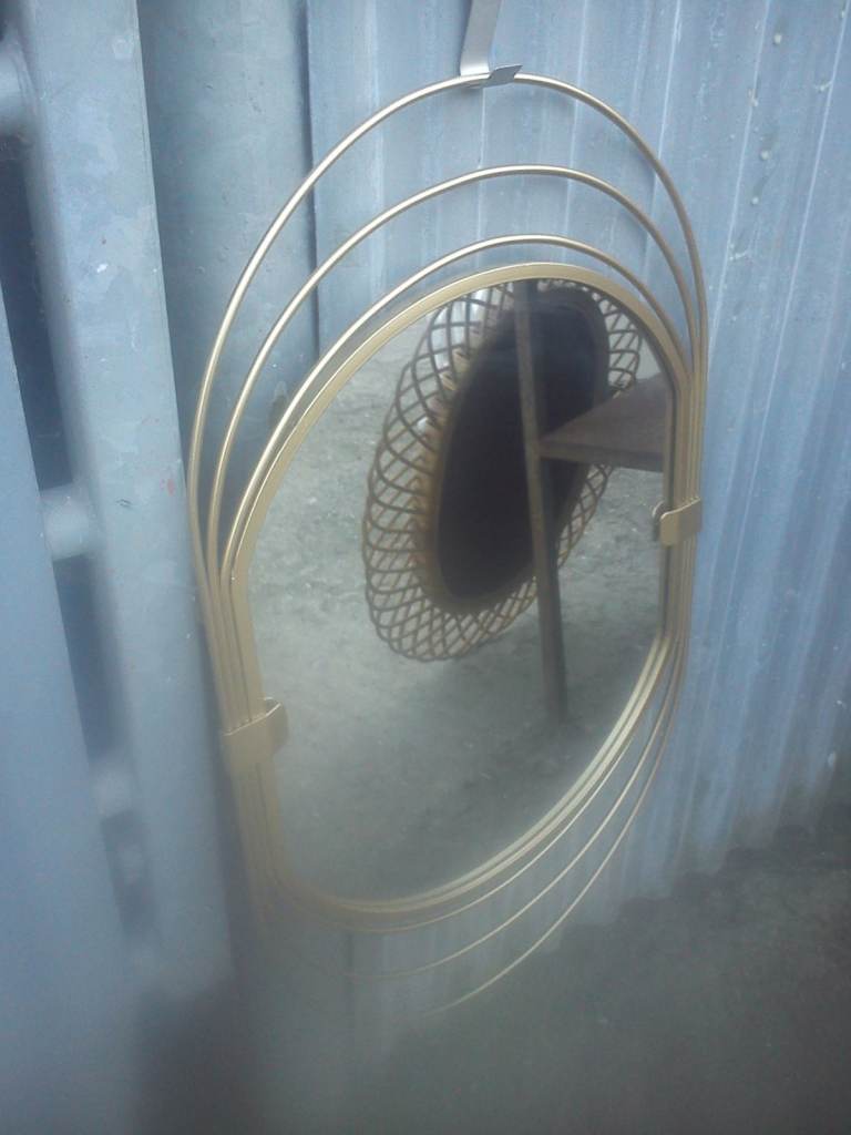 Vintage, oval, brass mirror.