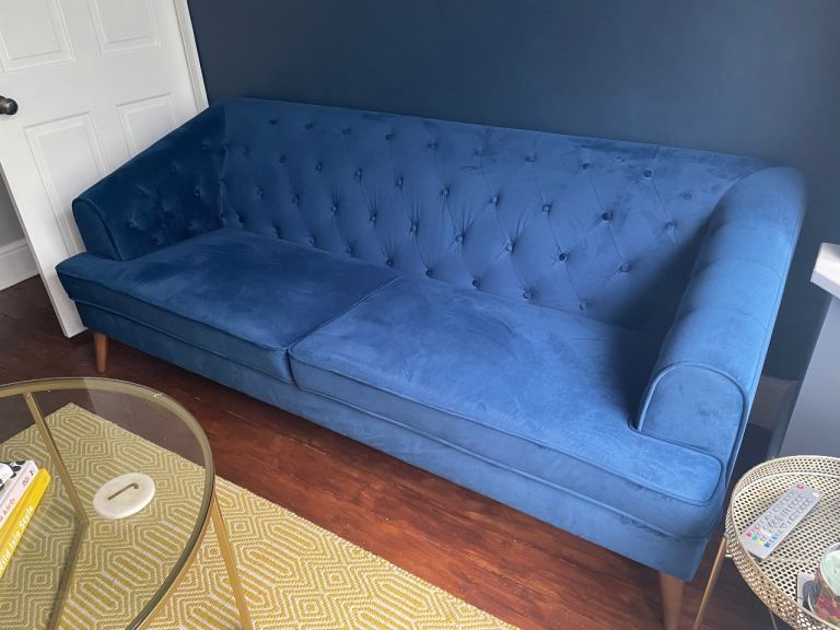 Sofa - dark blue velvet (excellent condition)