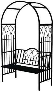  GARDEN ARCH WITH 2 SEATER BENCH IN BLACK METAL-NEW IN BOX