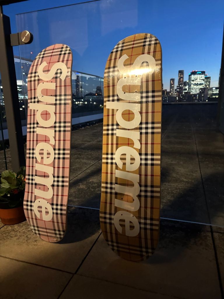 Supreme Burberry Skateboard Decks - Pink and Beige, New
