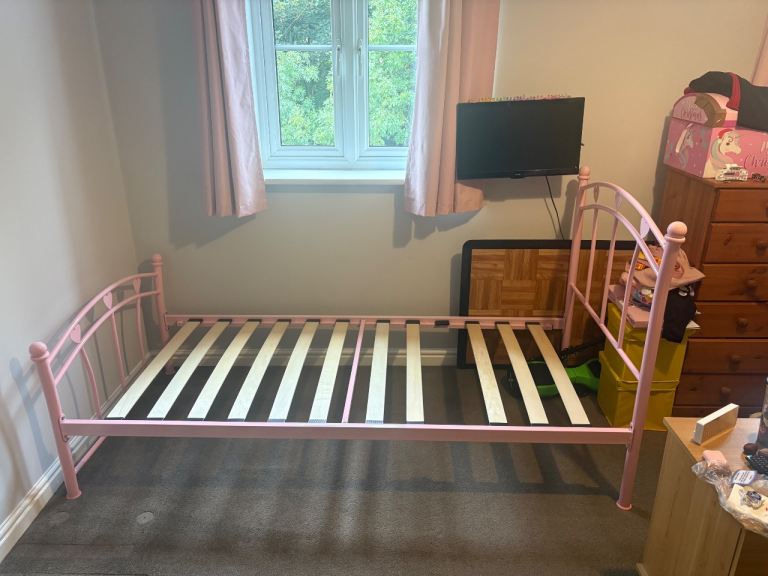 Pink Metal Single Bed Frame