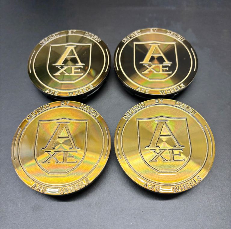 AXE EX20 EX30 EX33 CF1 Brushed Bronze Alloy Wheel Centre Caps New Set 4
