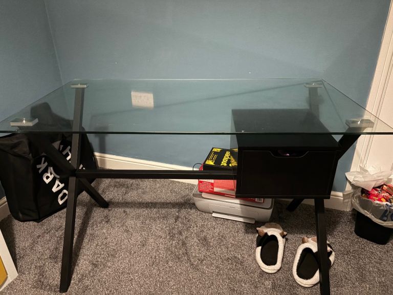 Argos Black Glass Desk 