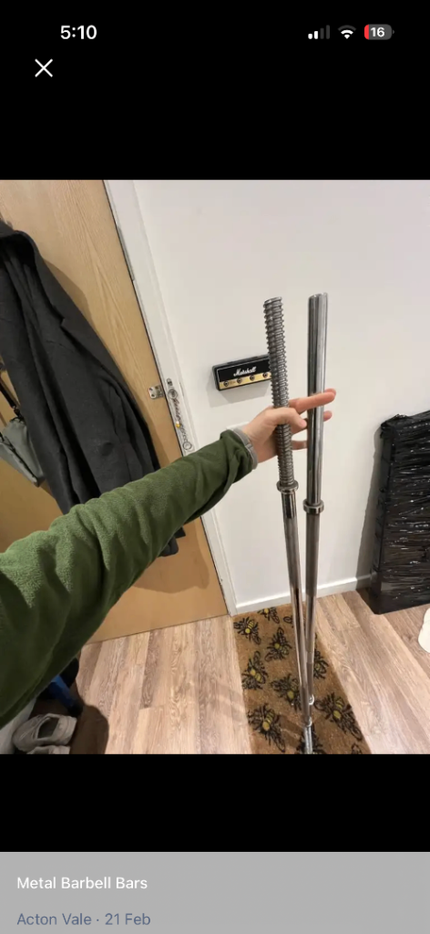 Metal Barbell Bars – Good Condition