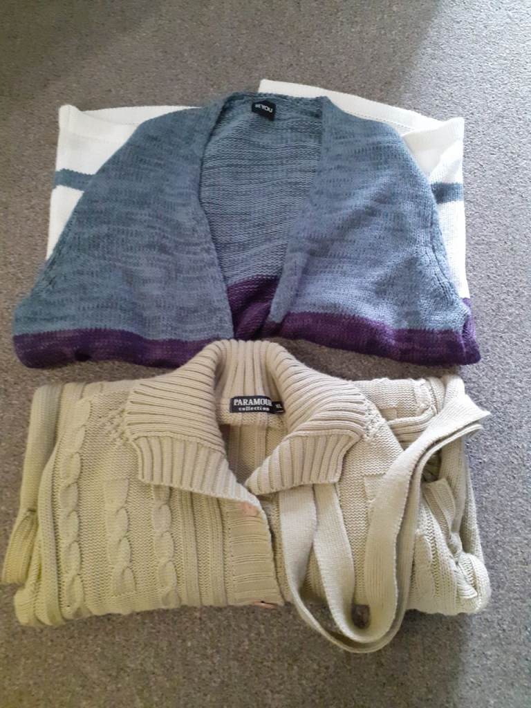 Two Women's Cardigans - Multicoloured and Cream, Good Condition