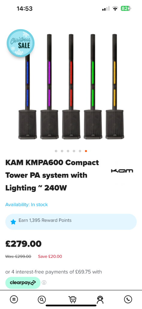 Kam Bluetooth Pa speaker system. With led lights in speakers 