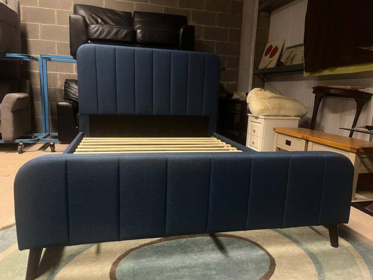 Brand New Blue Fabric King Size Bed Frame , £250.00 for Sale in ...