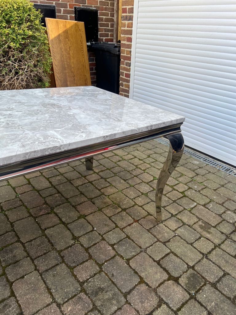 Marble and chrome dining table and 6 chairs 