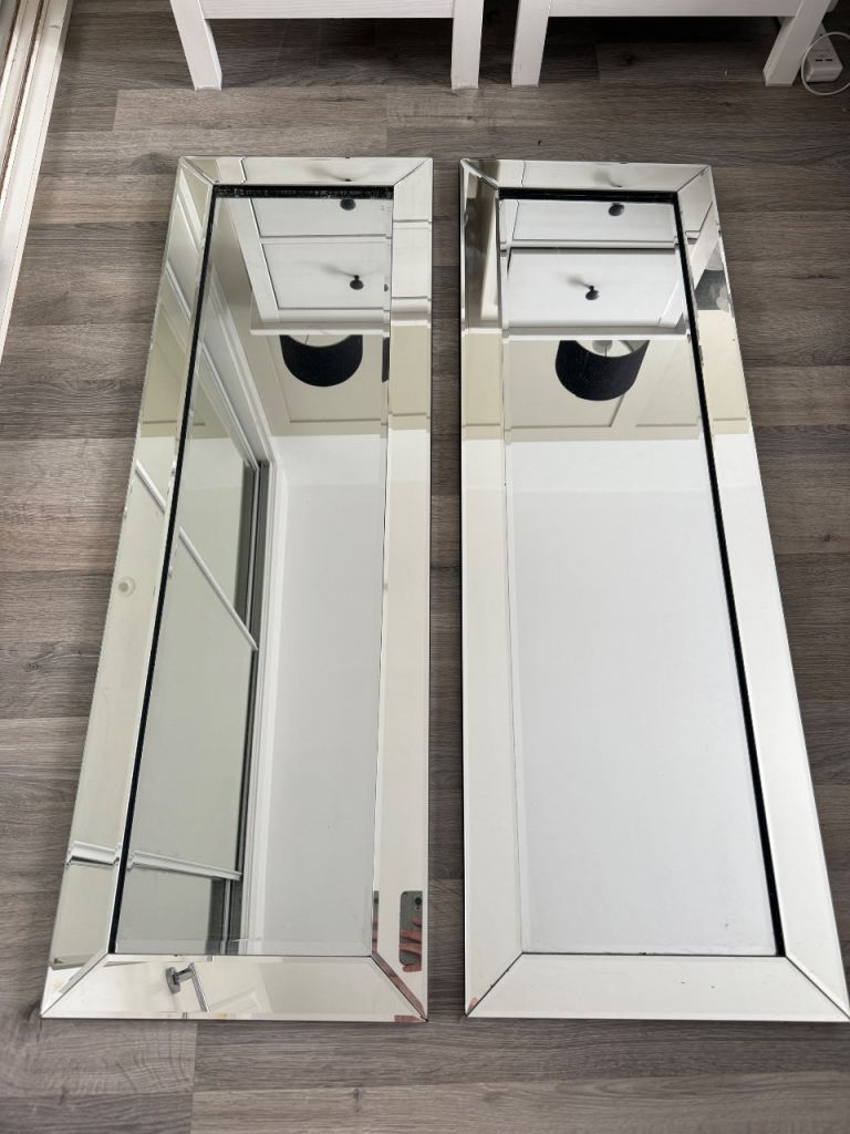 Pair of Large Mirrored Wall Mirrors – Good Condition