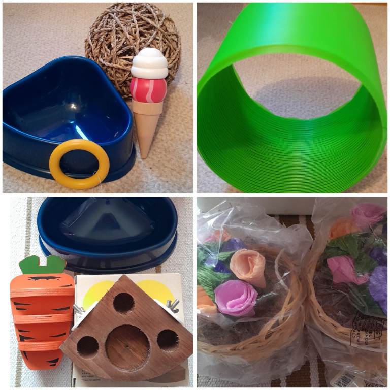 Small animal toys and litter trays. New