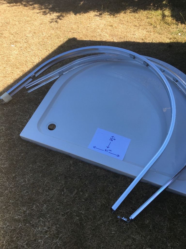 Unused shower Shower Tray 41" x 36" with Glass Panels and Runners