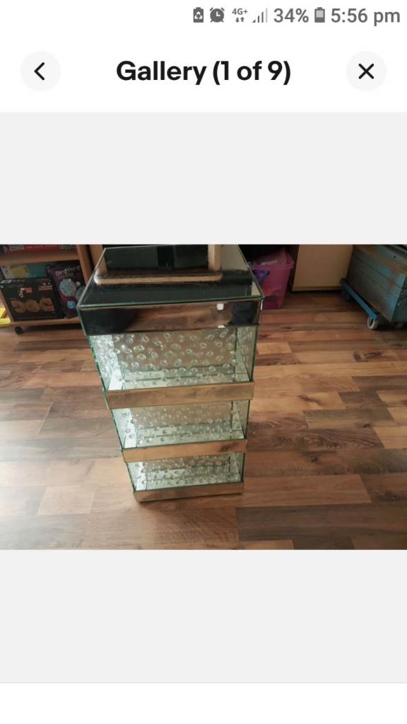 Crushed Diamond Bubbles Mirrored Glass Lamp Side Table Column Block