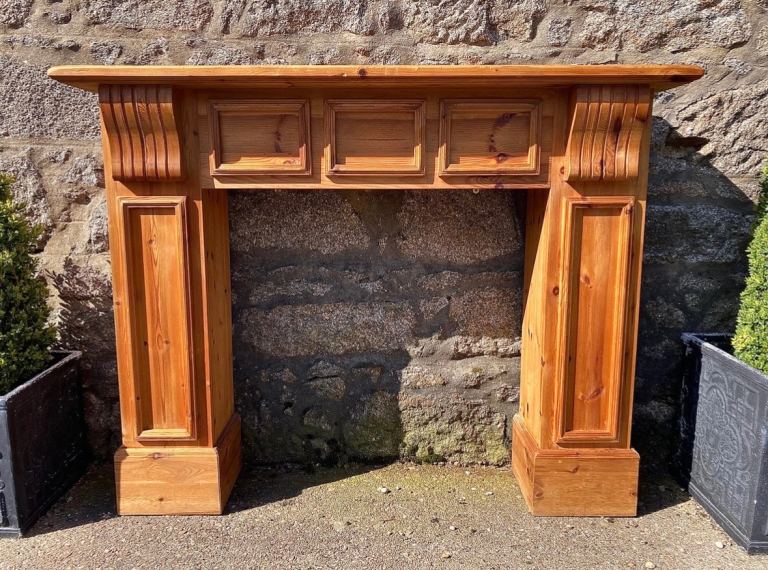 Large Rustic Pine Fire Surround A Charming and Substantial Piece of Furniture 