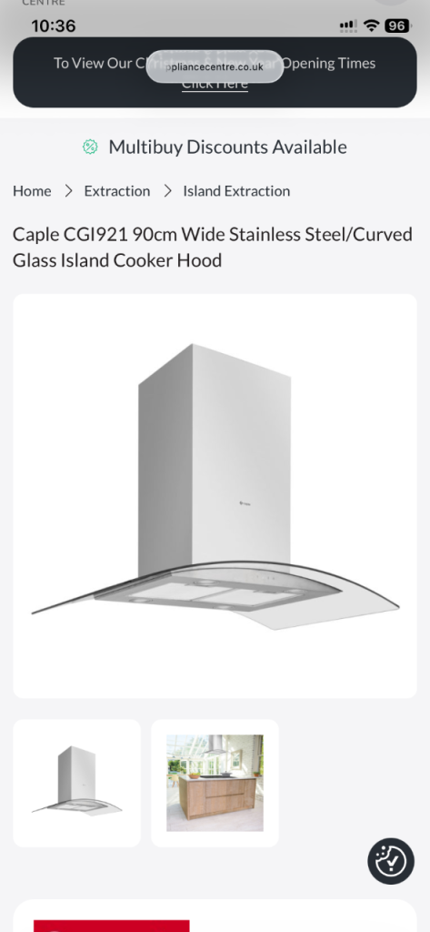Brand new boxed Capel cooker hood