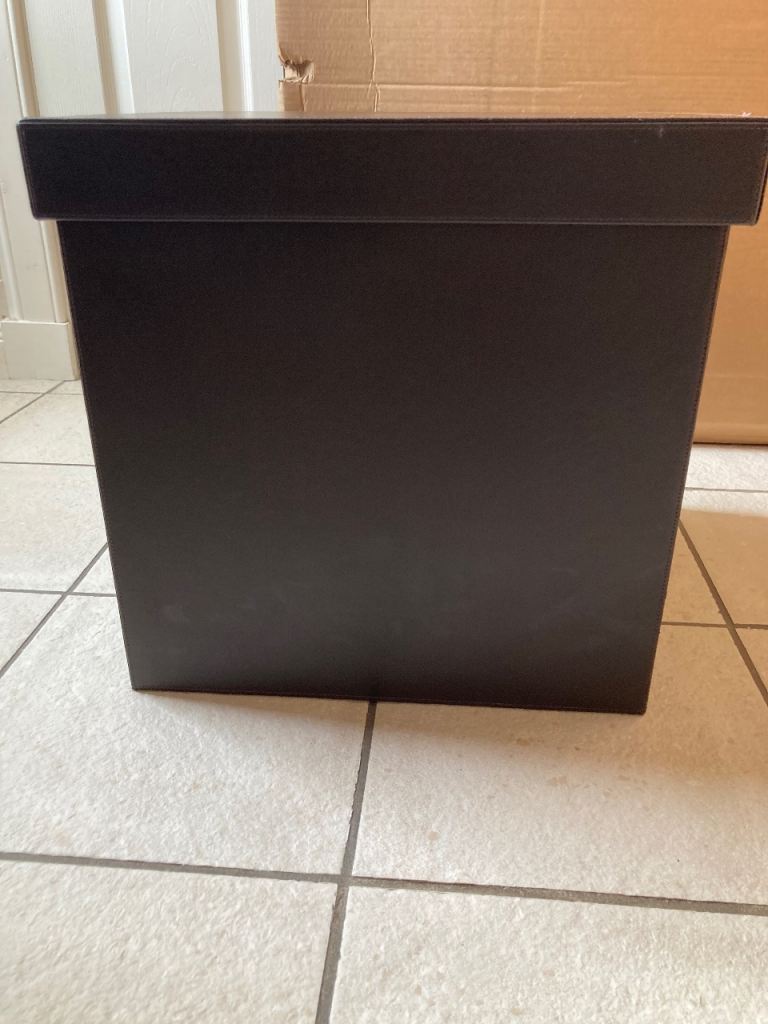Brown Faux Leather Storage Cube 