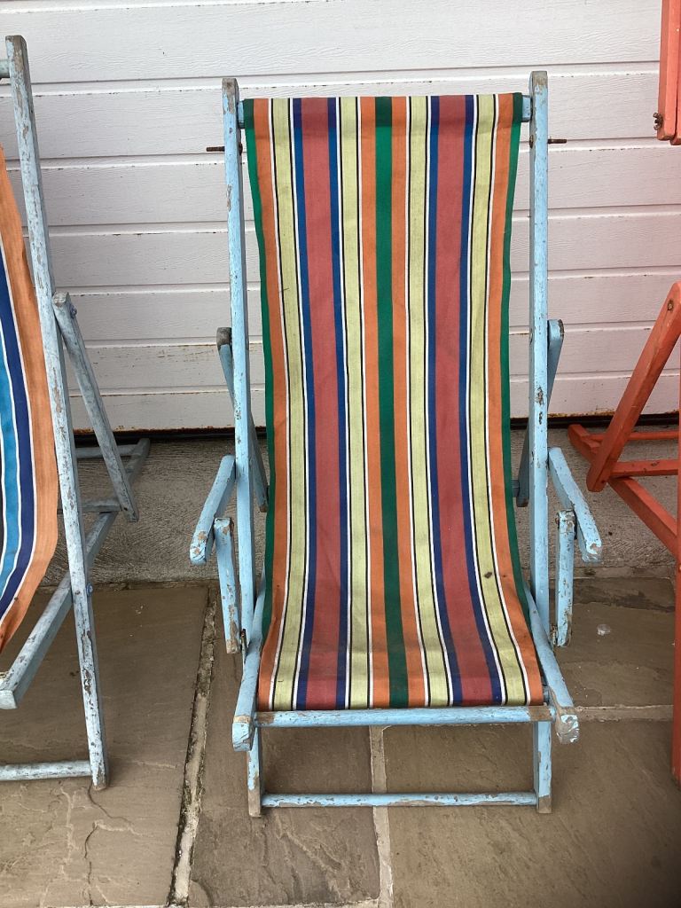 3 Vintage deckchairs as set or stand alone