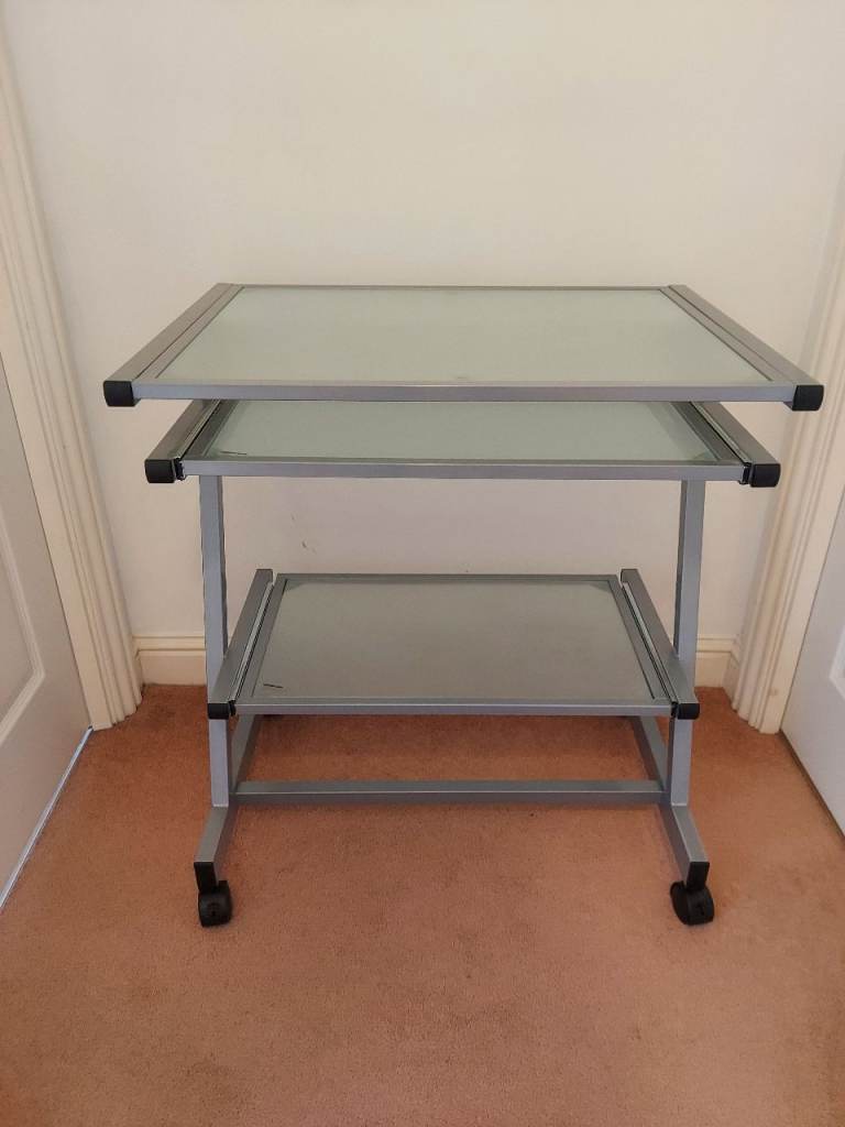 Metal and Glass, Compact Computer Desk / Workstation