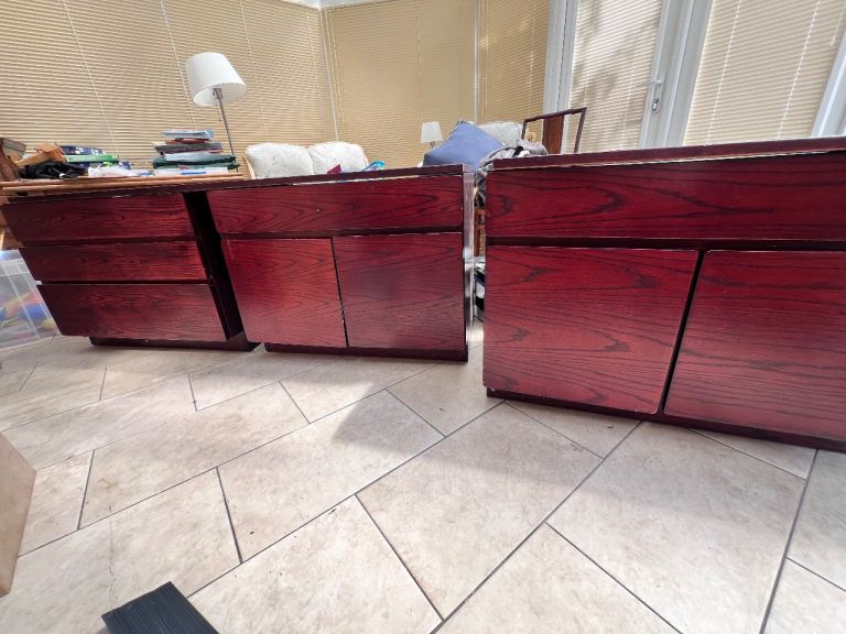 Beaver and Tapley set of 4 cupboard drawer combinations.