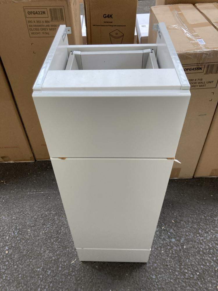 FLOOR STANDING 1 Door 1 Drawer Base Unit Gloss Grey Mist 300x353x864mm