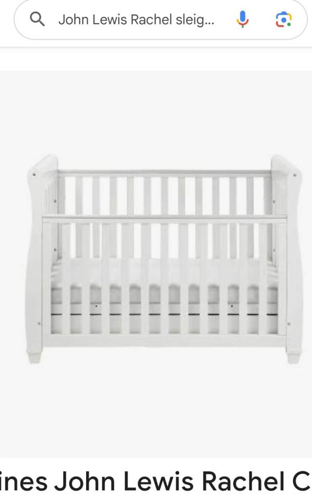 Cot bed White John Lewis Rachel Sleigh Cotbed, Includes storage draw & mattress