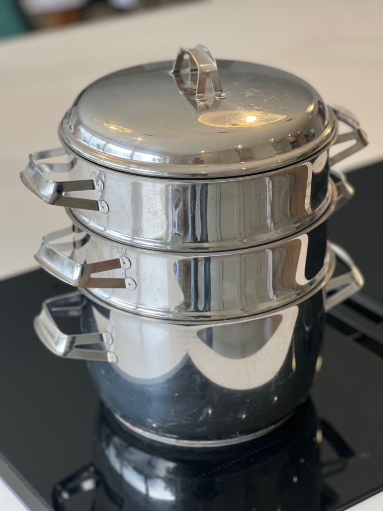 Stainless steel 9”/23cm 3 tier steamer saucepan